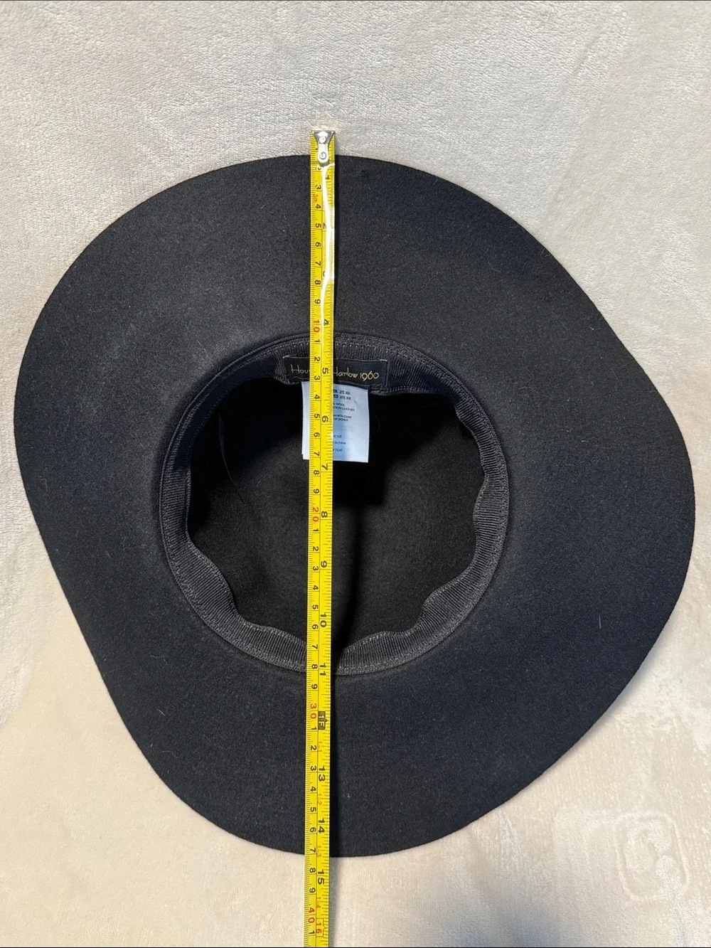 House of Harlow 1960 Black Wide-Brim Wool Felt Hat, Metal & Leather Band
